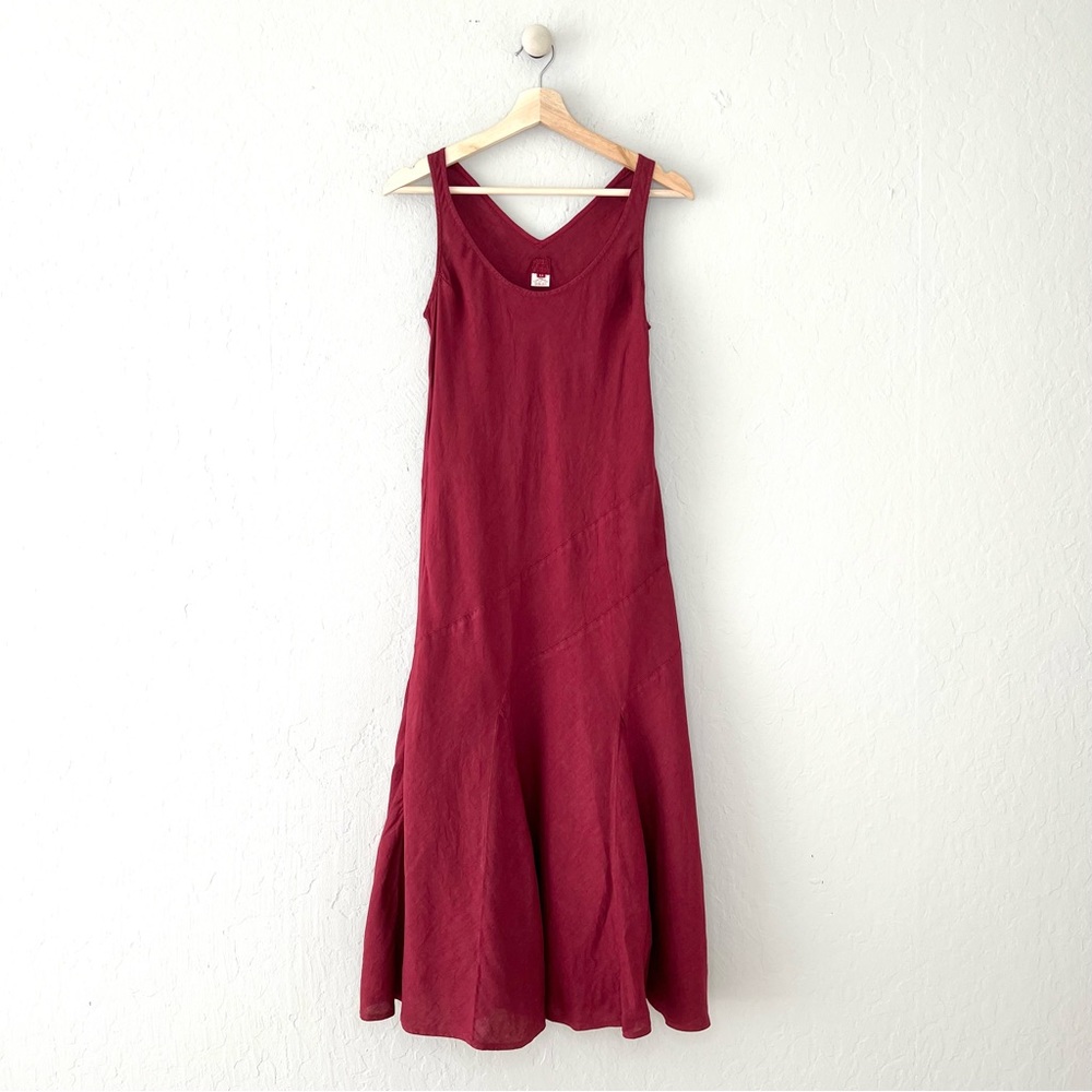 120 Lino Linen Bias Cut Midi Dress Gem